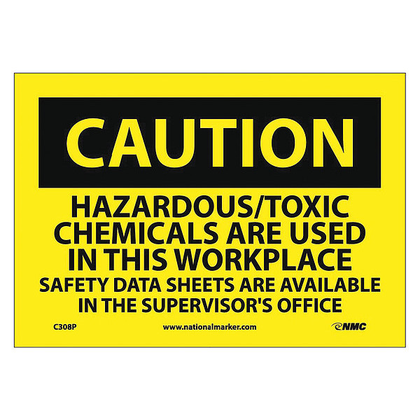 Nmc Caution Hazardous/Toxic Chemicals In Use Sign, C308P C308P