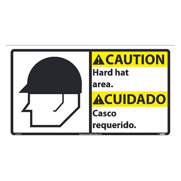 Nmc Caution Hard Hat Area Sign - Bilingual CBA1P