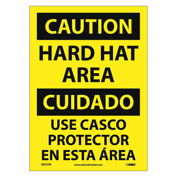 Nmc Caution Hard Hat Area Sign - Bilingual ESC31PB
