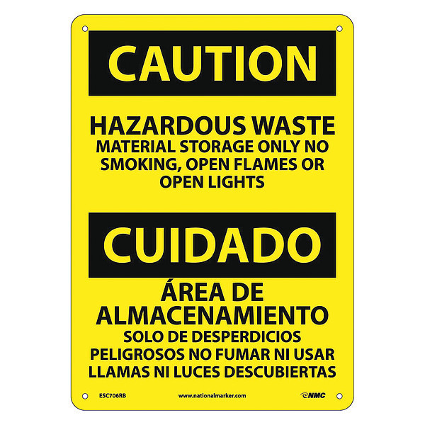 Nmc Caution Hazardous Waste Material Storage Sign - Bilingual, ESC706RB ESC706RB