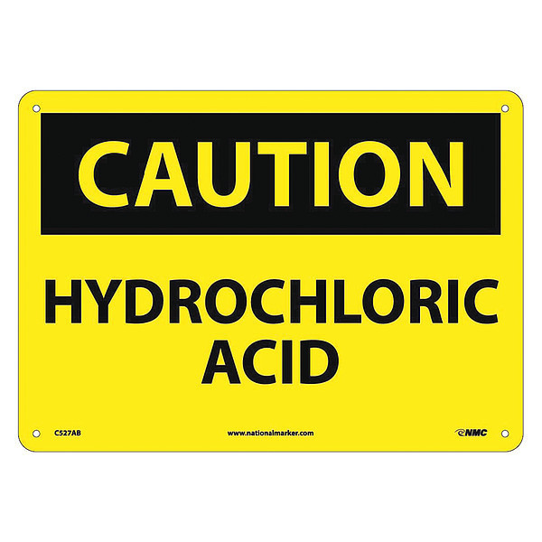 Nmc Caution Hydrochloric Acid Sign, C527AB C527AB