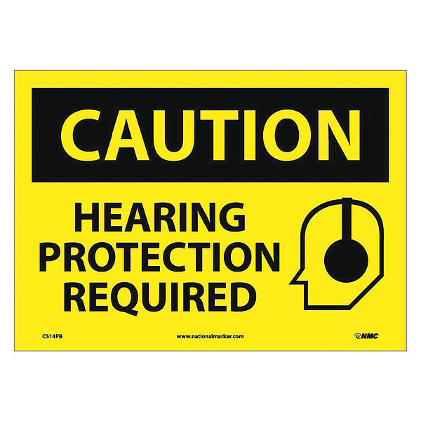 Nmc Caution Hearing Protection Required Sign C514PB