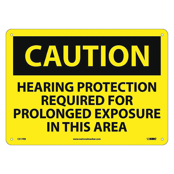 Nmc Caution Hearing Protection Required Sign C517RB