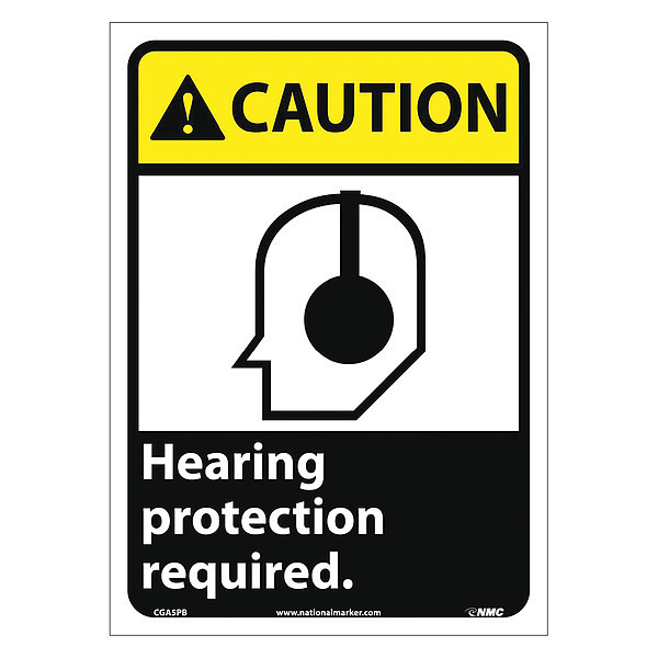 Nmc Caution Hearing Protection Required Sign CGA5PB