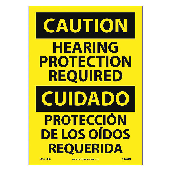 Nmc Caution Hearing Protection Required Sign - Bilingual ESC513PB