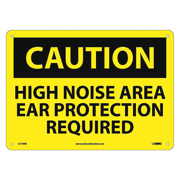 Nmc Caution High Noise Area Ear Protection R, 10 in Height, 14 in Width, Rigid Plastic C519RB