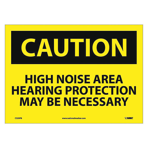 Nmc Caution High Noise Area Hearing Protection Sign C520PB