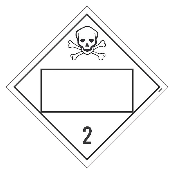Nmc Blank Placard Sign, 2 Gases, Poison, Flammable/Non-Flammable, Pk50, Legend/Background Color: White DL150BPR50