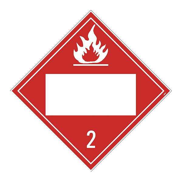 Nmc Blank Placard Sign, 2 Gases, Poison, Flammable/Non-Flammable, Pk100, Legend: Flammable Gas DL2BP100