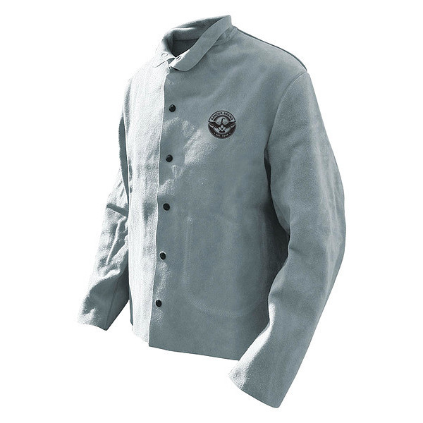 Bdg Welding Jacket Grey Split Cowhide Banox FR Canvas Back, Size XL 64-1-40P-XL