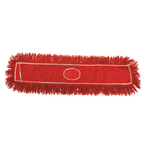 Tough Guy 37-1/2 in L Dust Mop, Snap On Connection, Cut-End, Red, Nylon 56FJ77