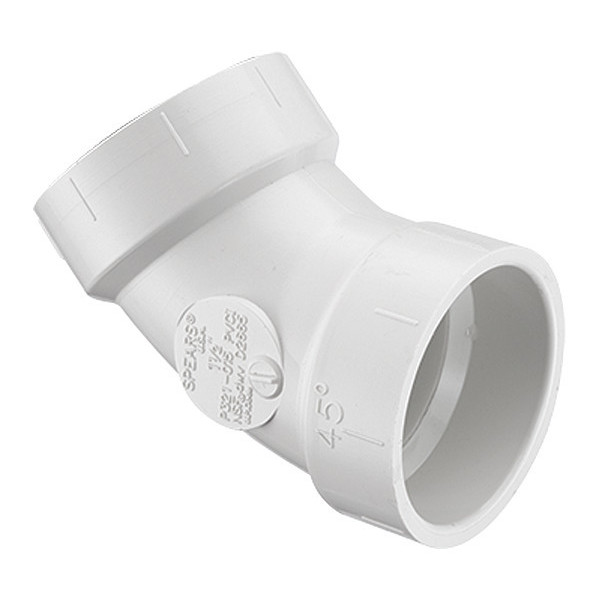Zoro Select PVC Elbow, 45 Degrees, Socket, 6 in Pipe Size P321-060