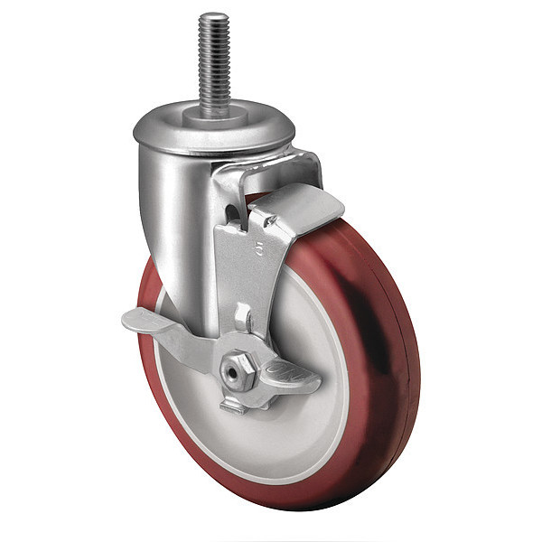 Colson 3" X 1-1/4" Non-Marking Polyurethane Hi-Tech Swivel Caster, Side Brake, Loads Up To 200 lb 2.03354.92 BRK1