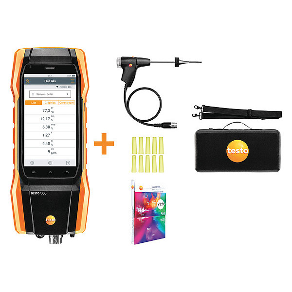 Testo Combustion Analyzer, Digital Electronic, Oxygen Concentration: 0 to 21% 0564 3002 82