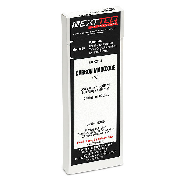 Nextteq Detector Tube, For Carbon Monoxide NX119L