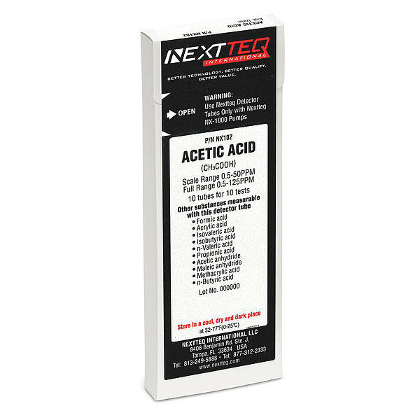 Nextteq Detector Tube, For Acetic Acid, Glass NX102