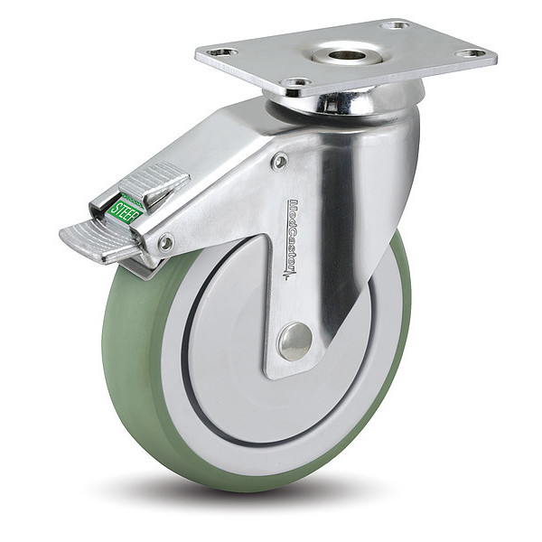 Medcaster 5" X 1-1/4" Non-Marking Swivel Caster, Directional Lock, Loads Up To 220 lb SS05AMX125DLTP01