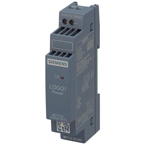 Siemens Stabilized Power Supply, 100/240V AC, 24V DC, 14.4W, 0.6A, DIN Rail 6EP33306SB000AY0