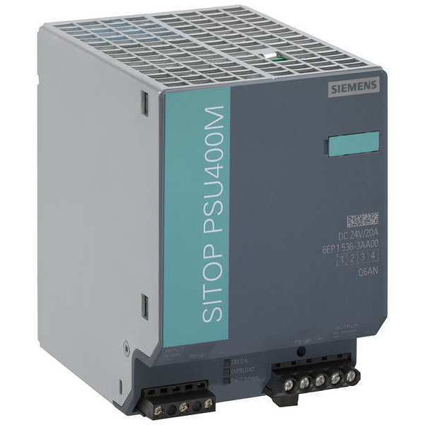 Sitop Stabilized Power Supply, 600V DC to 24V DC, 480VA, 0 Hz 6EP15363AA00