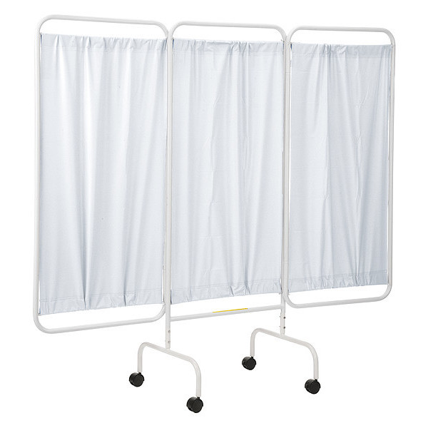 R&B Wire Products Three Panel Mobile Privacy Screen with Antimicrobial White Vinyl Panels PSS-3C/AML/WHT