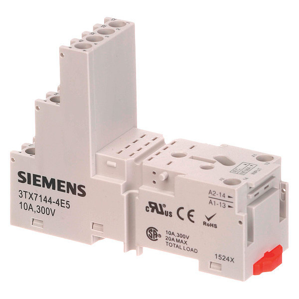 Siemens Relay Socket, Screw Clamp, White 3TX7144-4E5