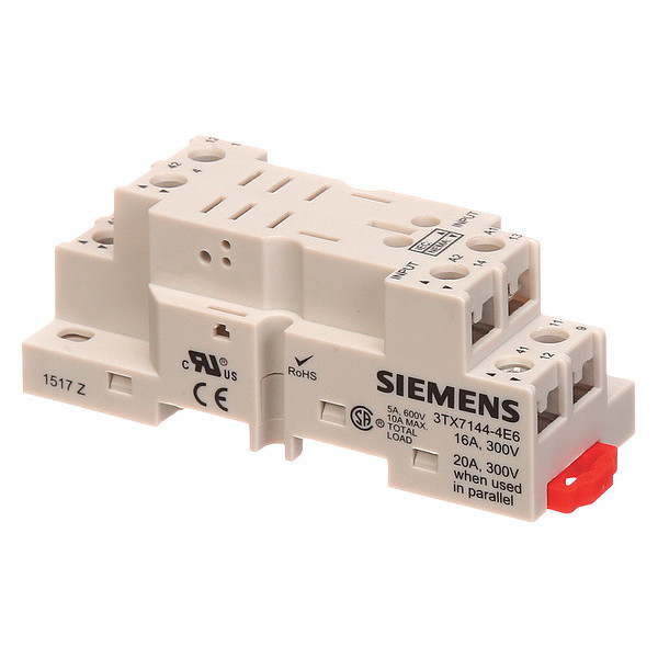 Siemens Relay Socket, Screw Clamp, White 3TX7144-4E6