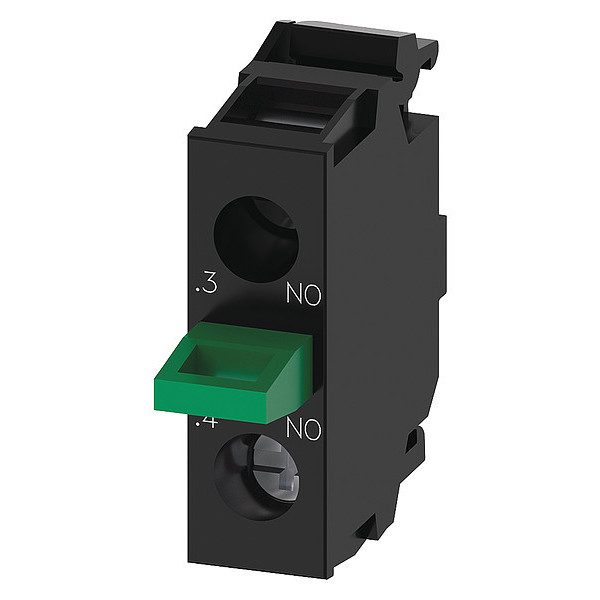 Siemens Contact Block, Black/Green, 1NO, 22 mm 3SU14002AA101BA0