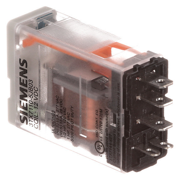 Siemens Plug-In Relay, 12V DC Coil Volts, Square, 5 Pin, SPDT 3TX7110-5JB03