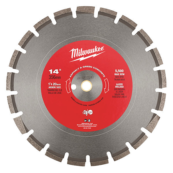 Milwaukee Tool 14 in. Segmented Asphalt and Green Concrete Cutting Blade 49-93-7240