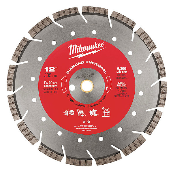 Milwaukee Tool 12 in. Diamond Universal Segmented Turbo Concrete and Masonry Cutting Blade 49-93-7135