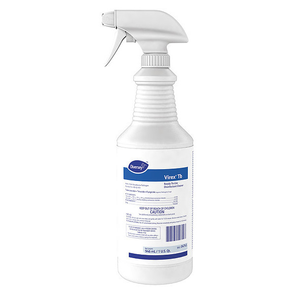 Diversey Disinfectant Cleaner, Trigger Spray Bottle, Lemon, 12 PK 04743