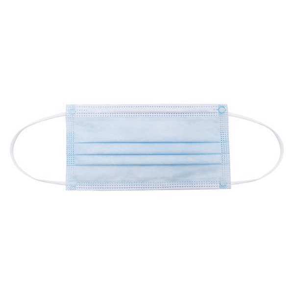 Zoro Select Healthcare Face Mask, Surgical, Level 1, Metal Nose Clip, Dual Headstrap, Flat-Fold, Blue, 50 Pack 56LV99