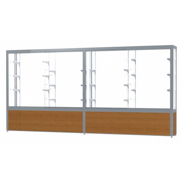 Ghent Display Case White 144x66x16, Satin, LtOak 10412WB-SN-K