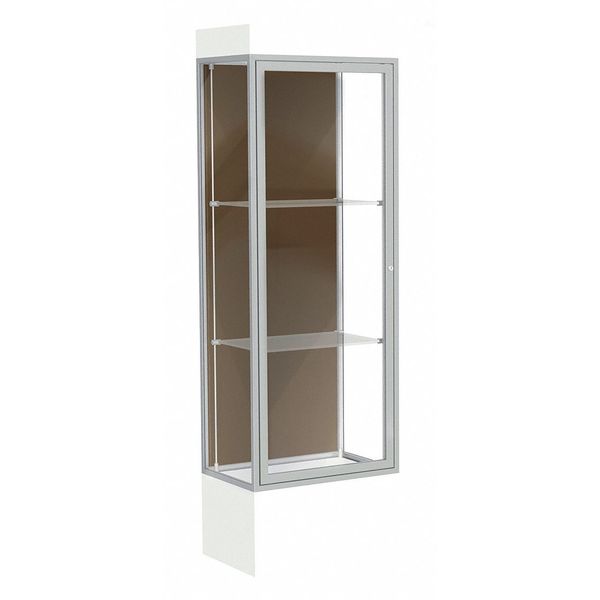 Ghent Lighted Floor Display Case 24x76x20, 12" Base, Satin 93LFCO-SN-WHT