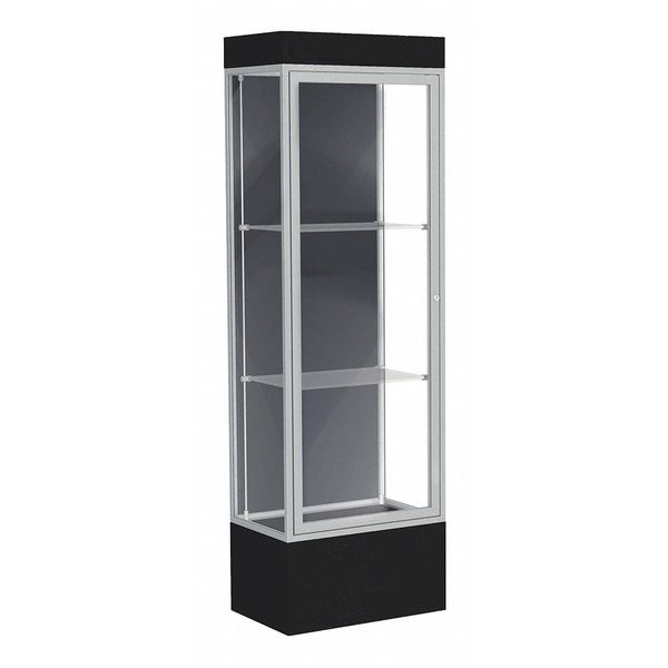 Ghent Lighted Floor Display Case 24x76x20, 12" Base, Satin 93LFSL-SN-BLK