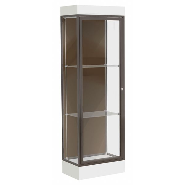 Ghent Lighted Floor Display Case 24x76x20, 6" Base, Bronze 91LFCO-BZ-WHT