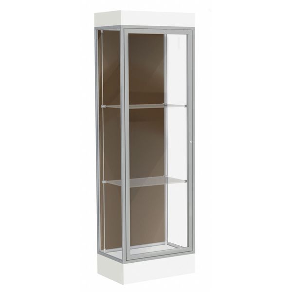 Ghent Lighted Floor Display Case 24x76x20, 6" Base, Satin 91LFCO-SN-WHT