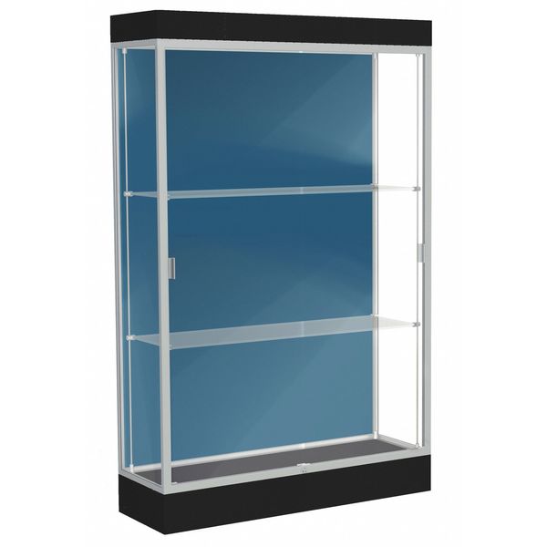 Ghent Lighted Floor Display Case 48x76x20, 6" Base, Satin 92LFBS-SN-BLK