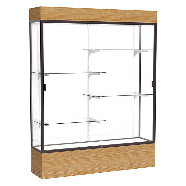 Ghent Lighted Floor Display Case 60x80x16, White, Dark Bronze 2175WB-BZ-AK