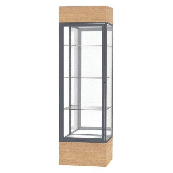 Ghent Lighted Floor Display Case 24x72x24, Mirror, Satin 4124MB-SN-AK