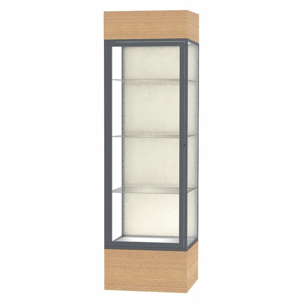 Ghent Lighted Floor Display Case 24x72x24, Mirror, Satin 4124PB-SN-AK