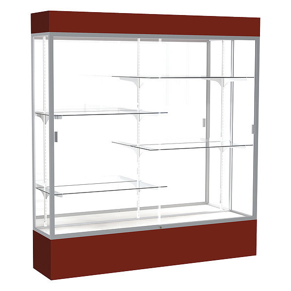 Ghent Lighted Floor Display Case 72x80x16, Mirror, Satin 3176MB-SN-MN