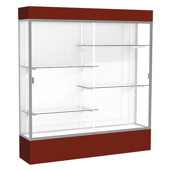 Ghent Lighted Floor Display Case 72x80x16, White, Satin 3176WB-SN-MN