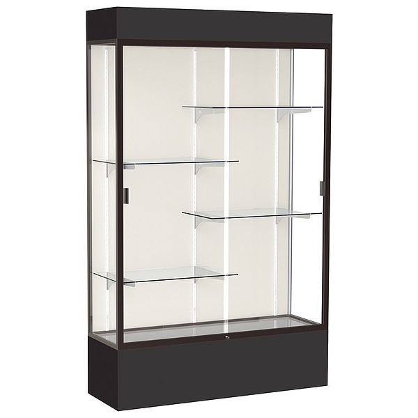 Ghent Lighted Floor Display Case 48x80x16, Plaque 3174PB-BZ-BK