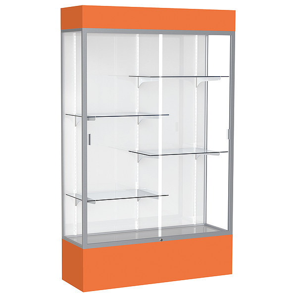 Ghent Lighted Floor Display Case 48x80x16, White 3174WB-SN-OR