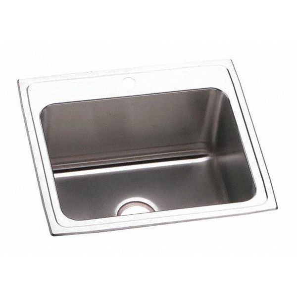 Elkay Sink, Drop-In Mount, 2 Hole, Lustrous Satin Finish DLR2521102