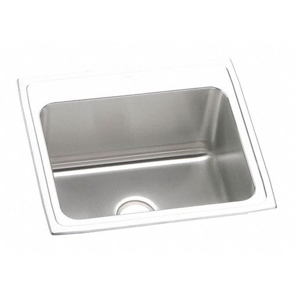 Elkay Sink, Drop-In Mount, 1 Hole, Lustrous Satin Finish DLR2522101