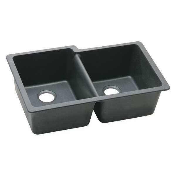 Elkay Sink, Undermount Mount, 0 Hole, Black Finish ELGU250RBK0