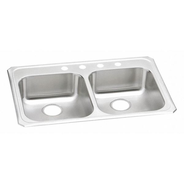 Elkay Sink, Drop-In Mount, 3 Hole, Brushed Satin Finish GECR33213