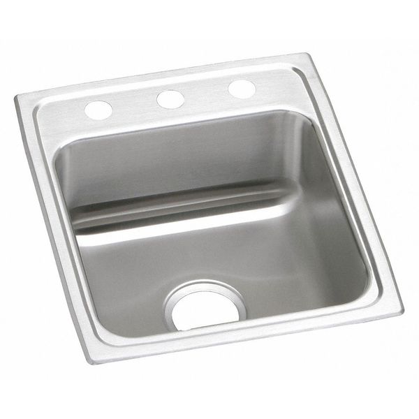 Elkay Sink, Drop-In Mount, 1 Hole, Lustrous Satin Finish LR17201